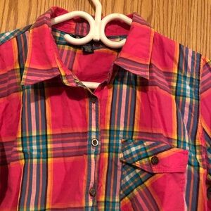 Plaid Long Sleeve Blouse XL